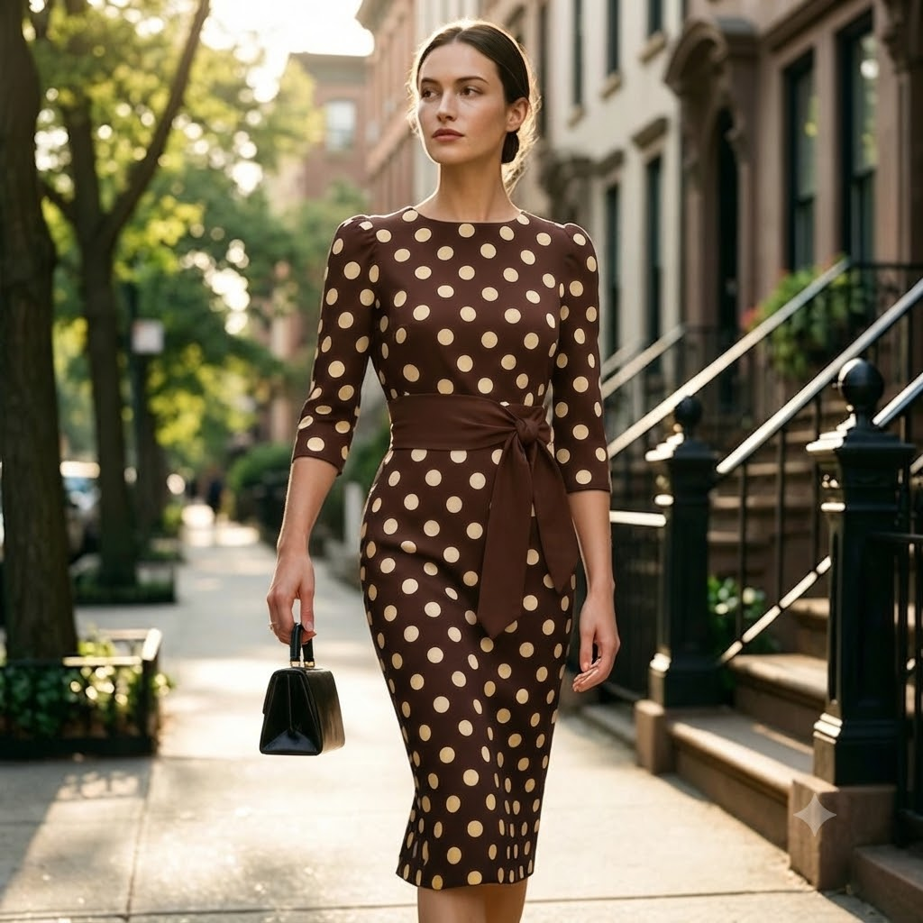 🔥 Best Seller |Women's Retro Polka Dot Midi Dress