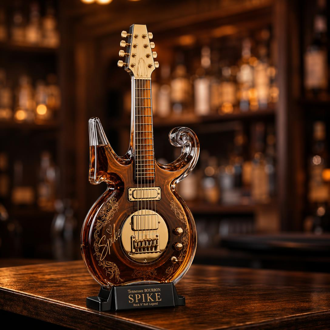 Purple Music Legend Guitar-Shaped Commemorative Whiskey Bottle