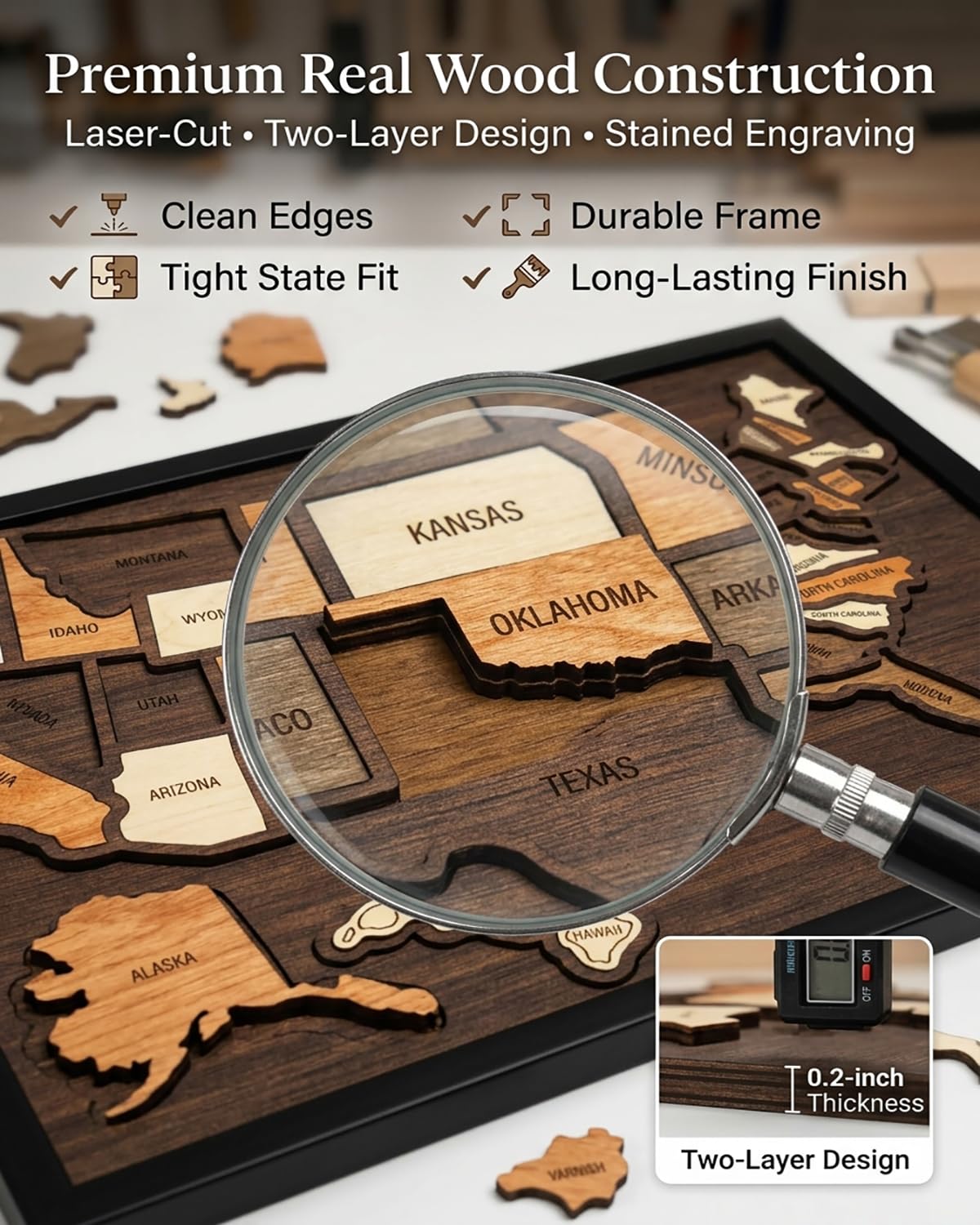 🗺️Wooden USA Travel Map Puzzle🎁 The Most Meaningful Gift For Couples & Families