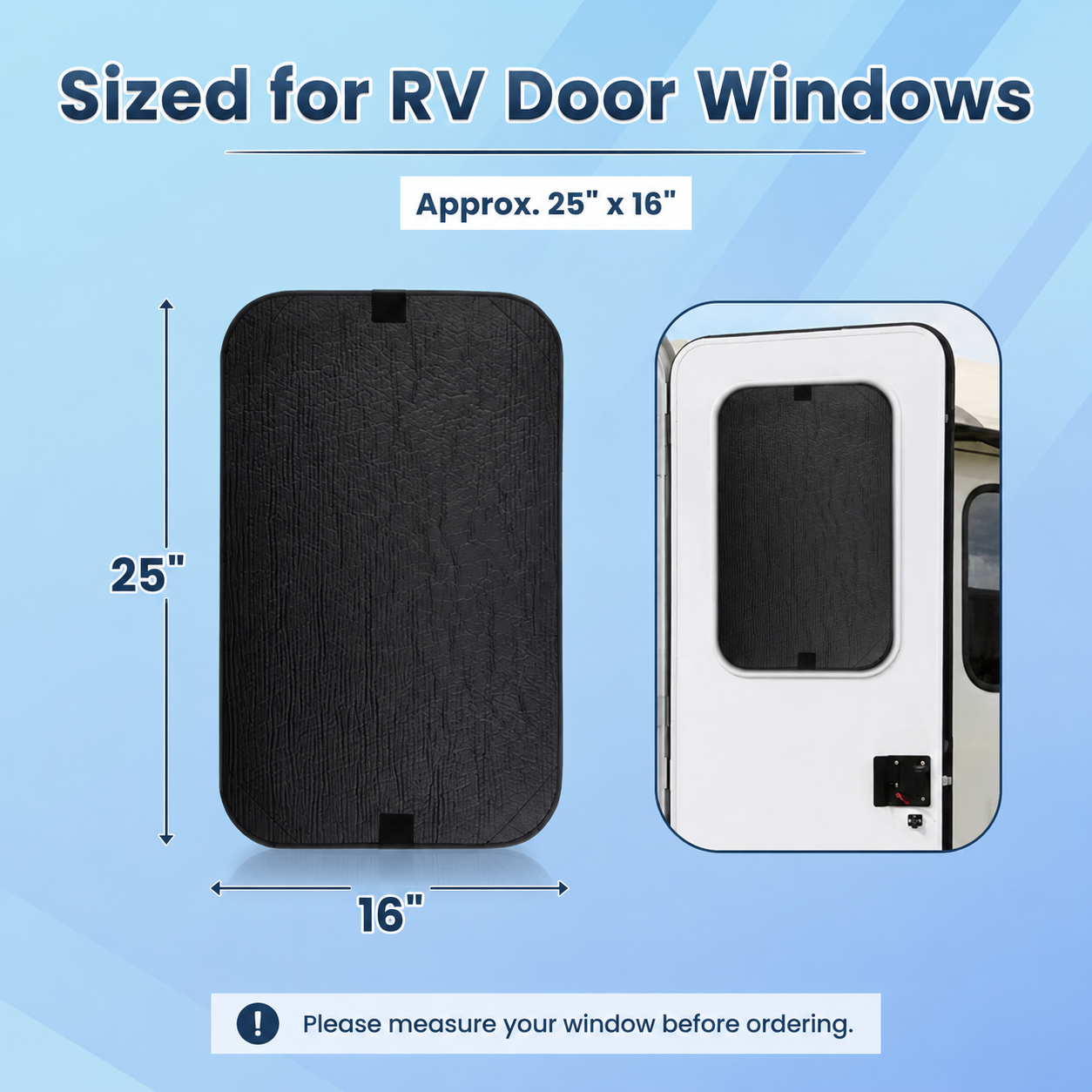 RV Door Window Blackout Shade-16x25 Triple-Layer Privacy Cover
