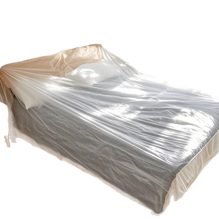 Disposable Drawstring Furniture Dust Cover | Large Waterproof Moistureproof Plastic Protector for Bed, Sofa, Renovation & Moving House