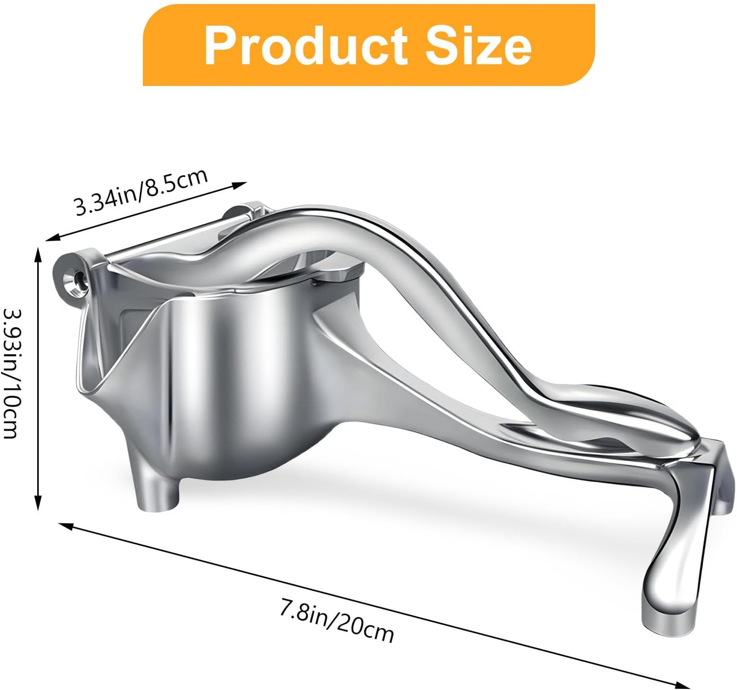 Manual aluminum citrus press – ergonomic lever juicer for lemons and oranges, sturdy design and easy to clean