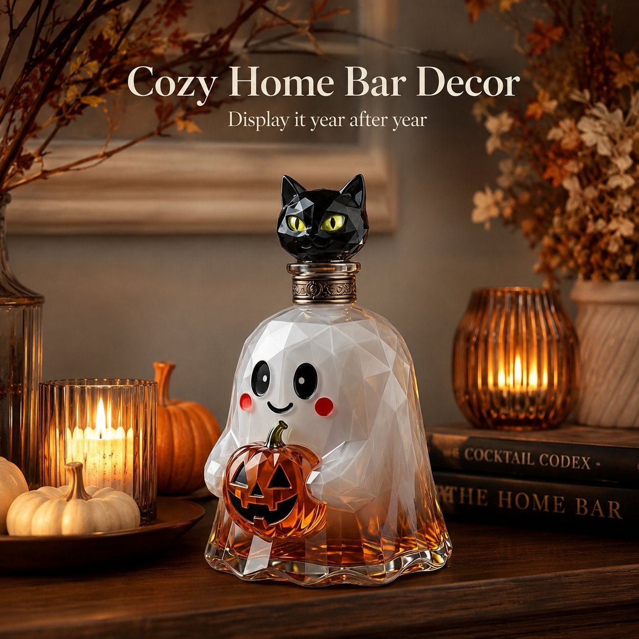 Ghost Pumpkin Halloween Decanter π Spooky Glass Whiskey Bottle