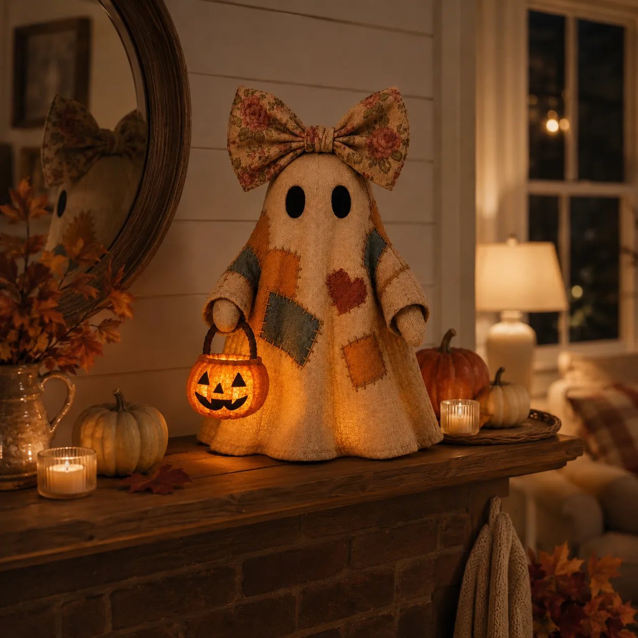 ππ» Lighted Vintage Patchwork Ghost