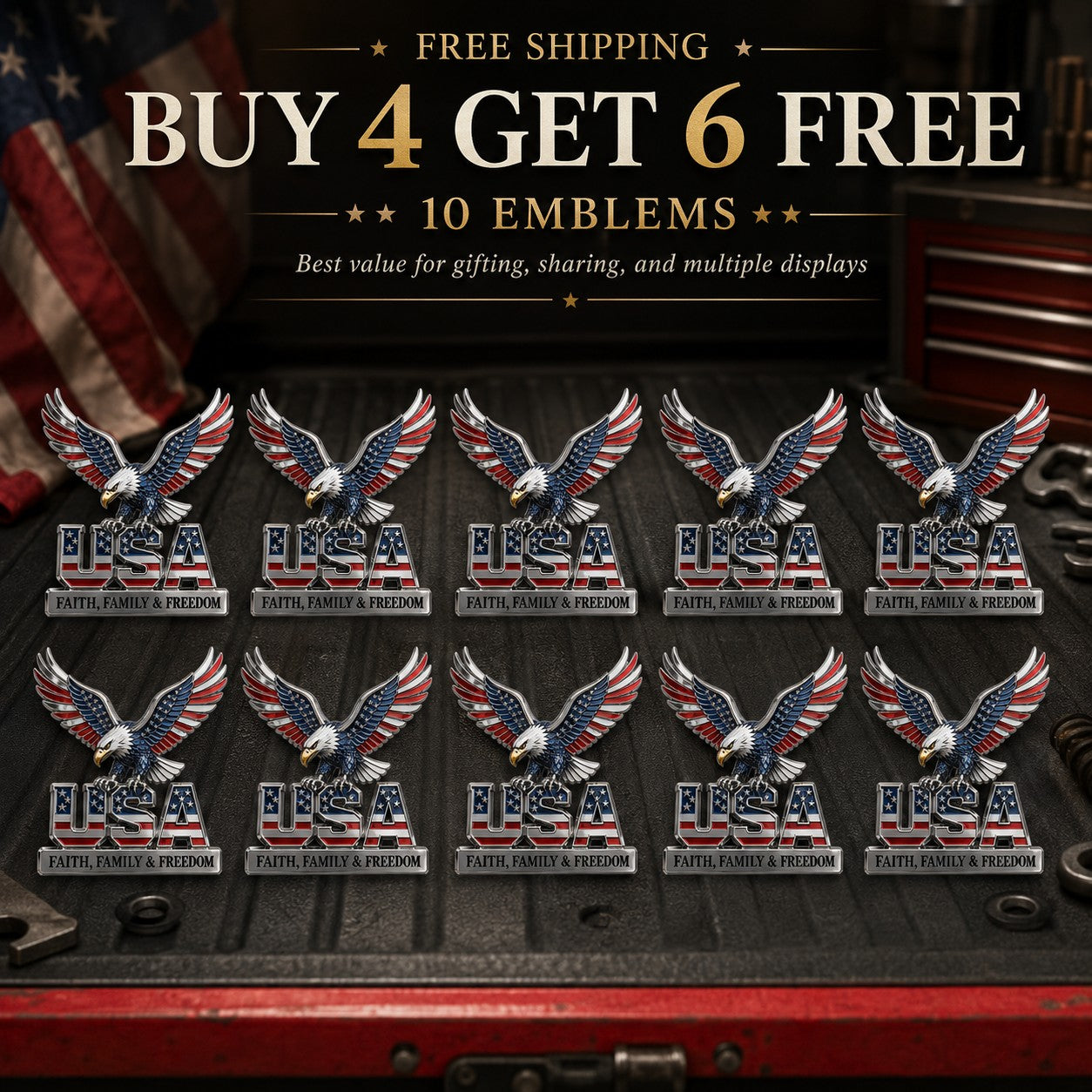 🎉250th Anniversary 49% OFF - ★USA Faith, Family & Freedom★ Metal Emblem
