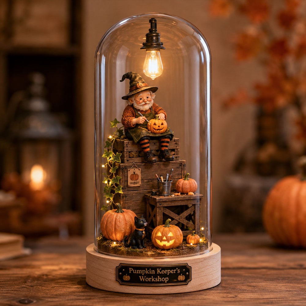 ⏳ Last Day 50% OFF – Halloween Glass Dome Miniature Scene Ambient Lamp