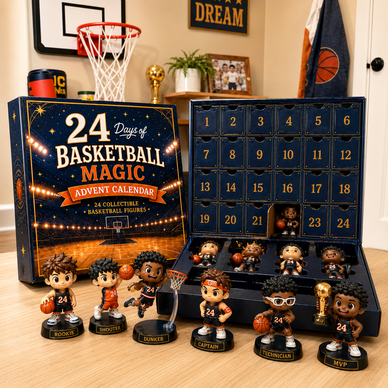 24 Days of Basketball Magic Advent Calendar | 24 Collectible Basketball Figures ๐