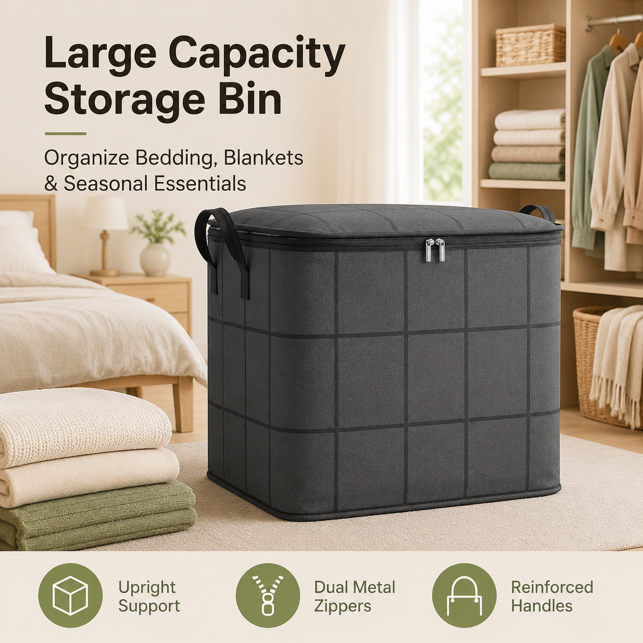 📦Large Foldable Clothes & Bedding Storage Bin