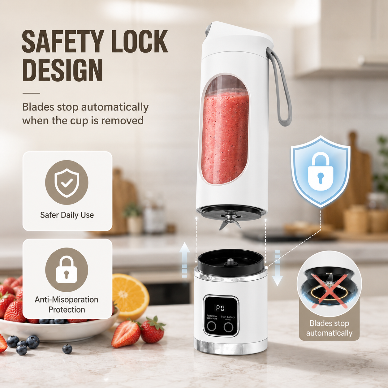 500ML USB Rechargeable Portable Smoothie Blender