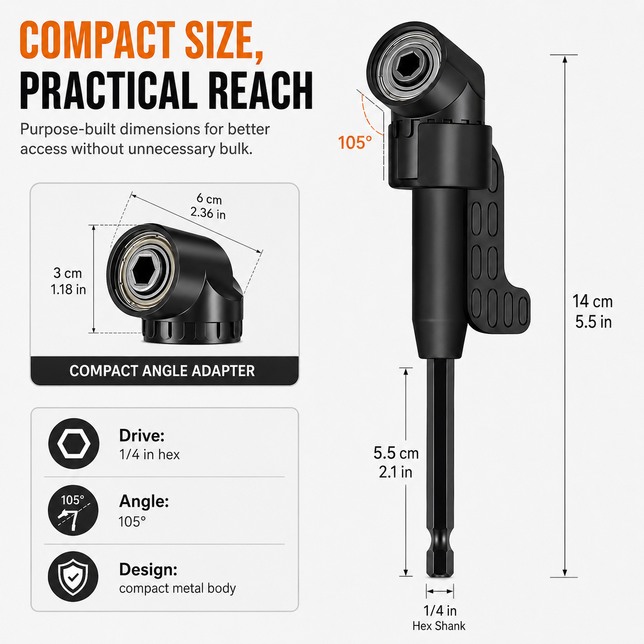 π 105Β° Right Angle Drill Adapter Set β Precision Access for Tight Spaces