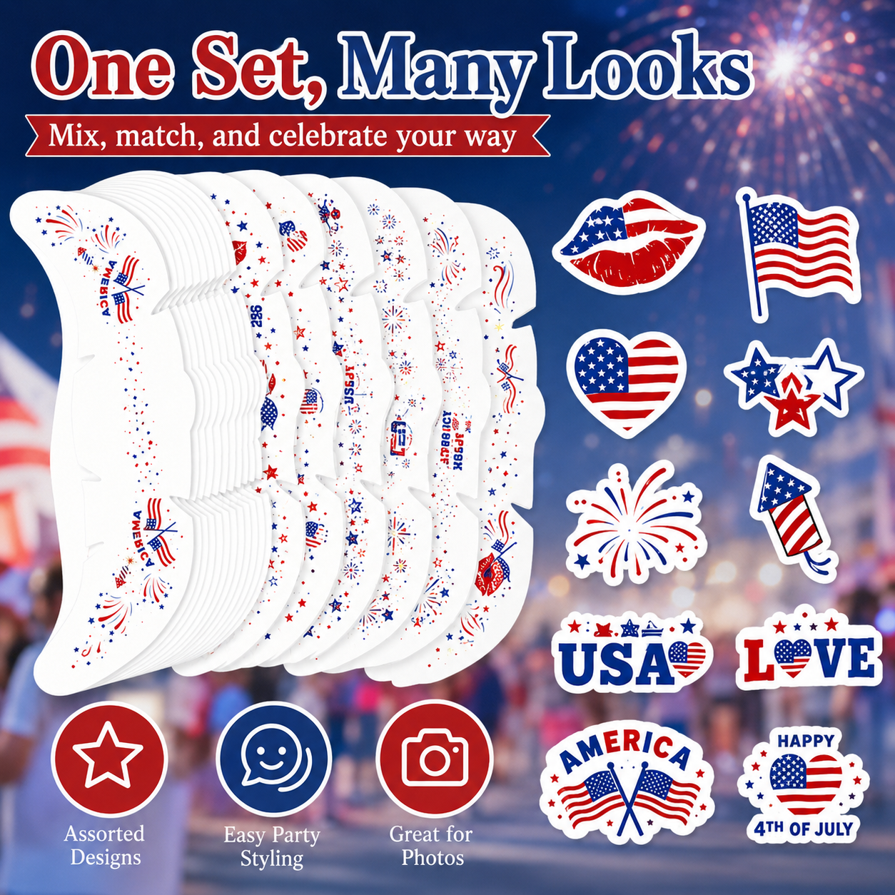 Patriotic Face Temporary Tattoos