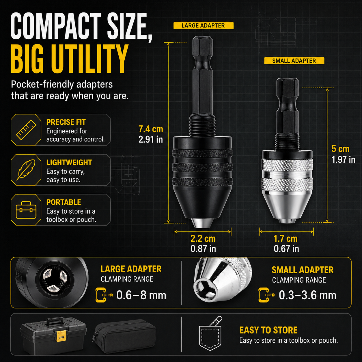 π© Keyless Chuck Adapter Set β Turn Any Driver into a Precision Drill