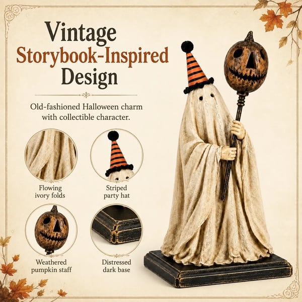 đLighted Vintage Ghost Figurine with Glowing Pumpkin Staffđ„BUY 2 GET 10% OFF