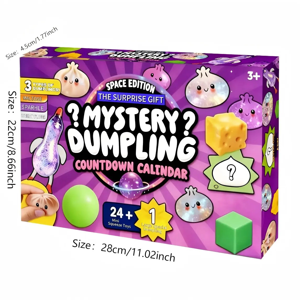 💥Hot Selling Surprise 🤩24 Days Mystery Dumpling Countdown Calendar, Squeeze Sensory Fidget Toy Set