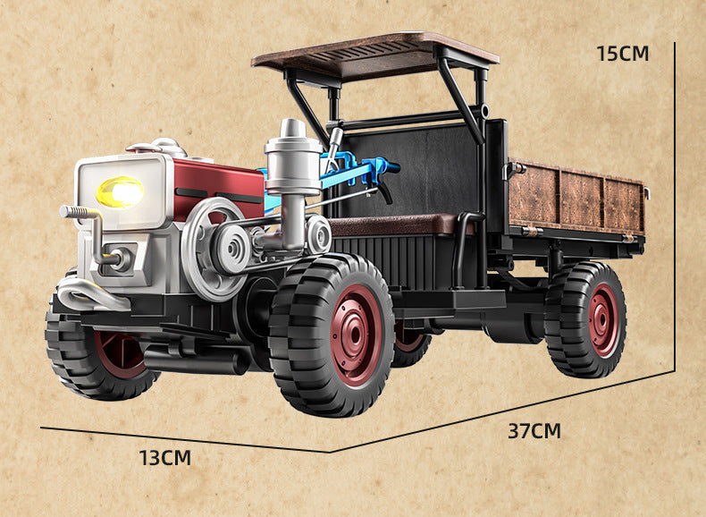 RC Tractor, 2.4G 4WD Full-Proportional All-Terrains Retro Realistic RC Farm Truck Vehicles with LED Lights
