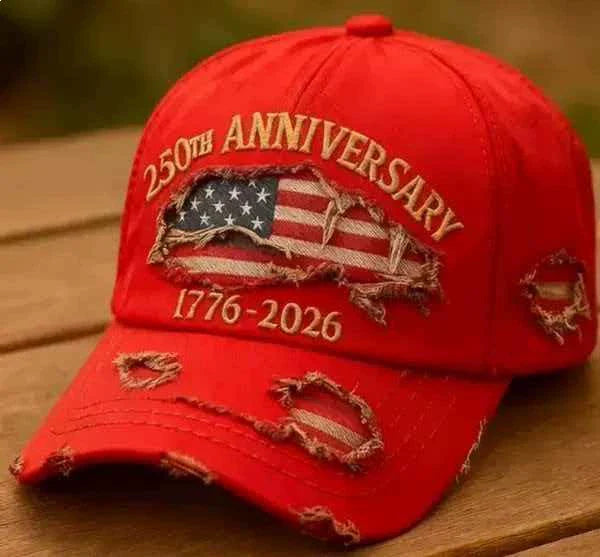 π250th Anniversary 1776-2026 Distressed Denim Baseball Cap for Men American Flag Embroidery