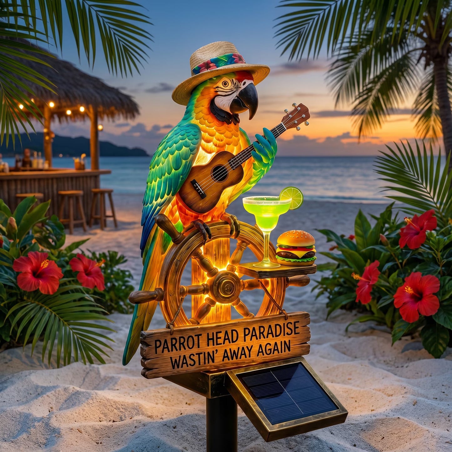 🔥Hot Sale 49% off 🌴 Solar Parrot Statue Light – Hawaiian Luau Tropical Garden Decor