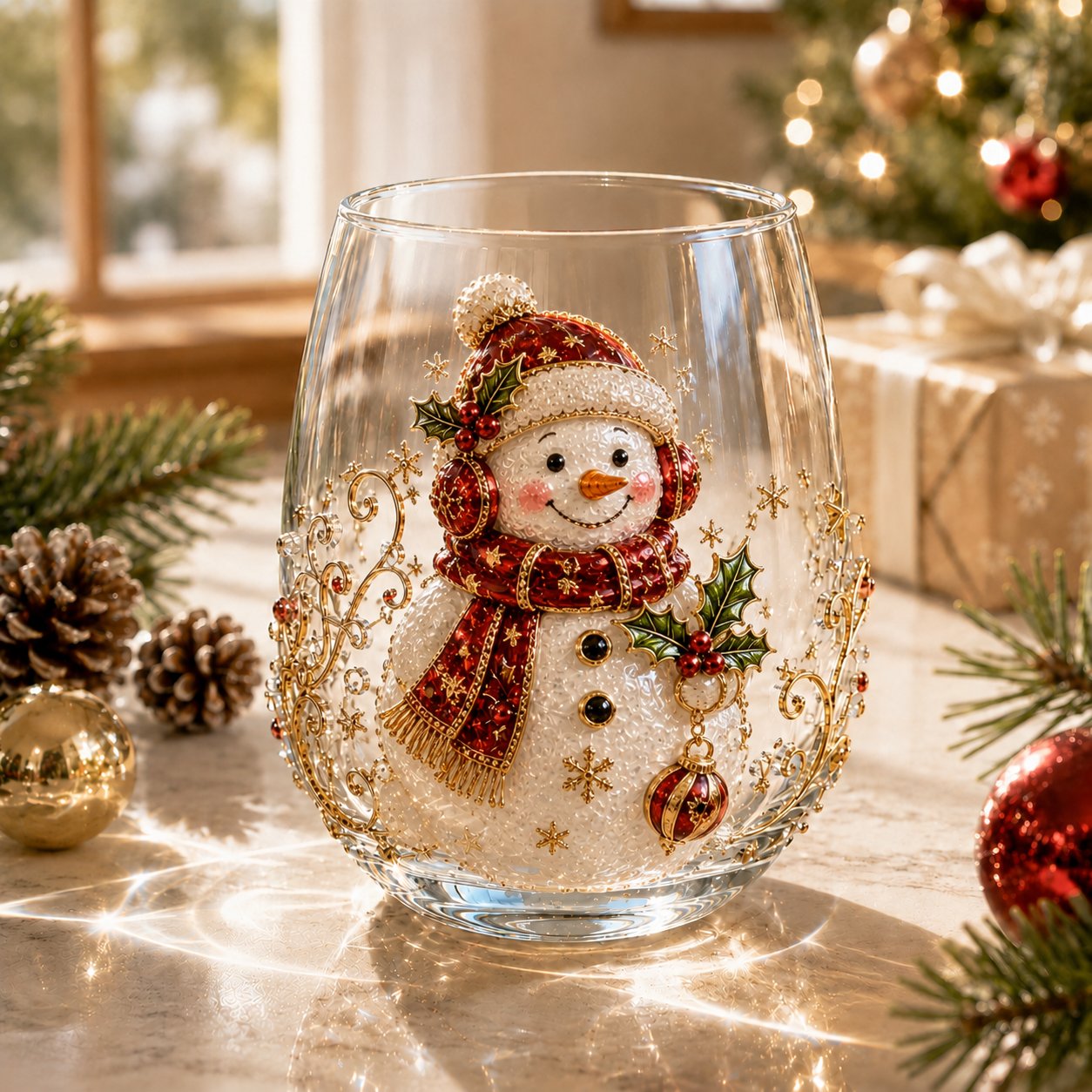 πβ¨ 3D Christmas Glass Art Cup | Luxury Raised Holiday Glassware for Drinks, Decor & Christmas Gifts π