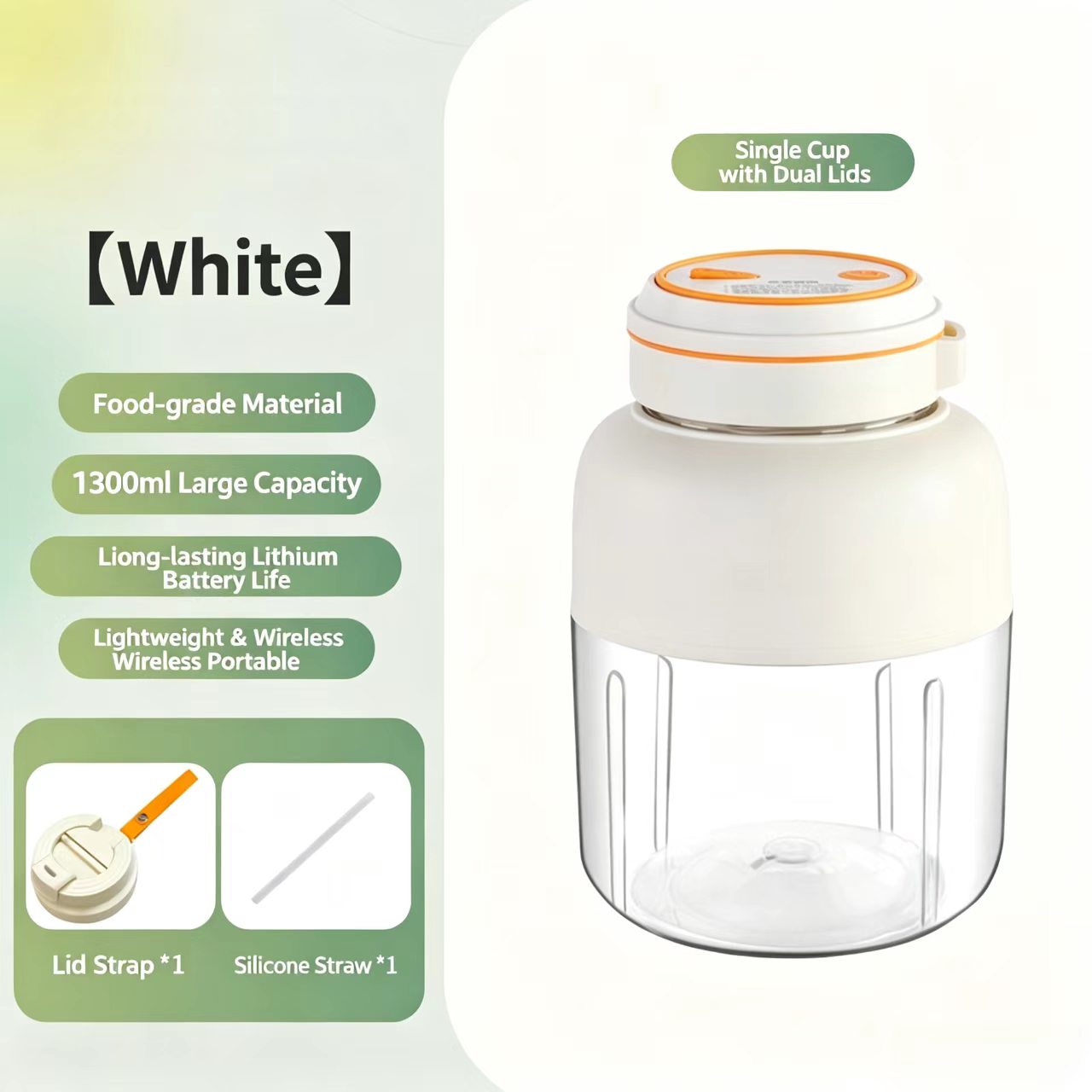 🔥Hot Sales 50% OFF🎁Portable Wireless Single Cupwith Dual Lids Juicer Cup