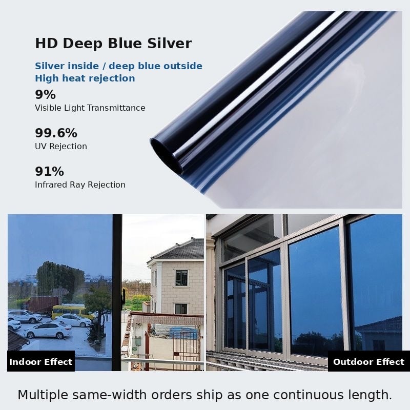 ☀️ One-Way Mirror Window Film – Heat Control & UV Protection