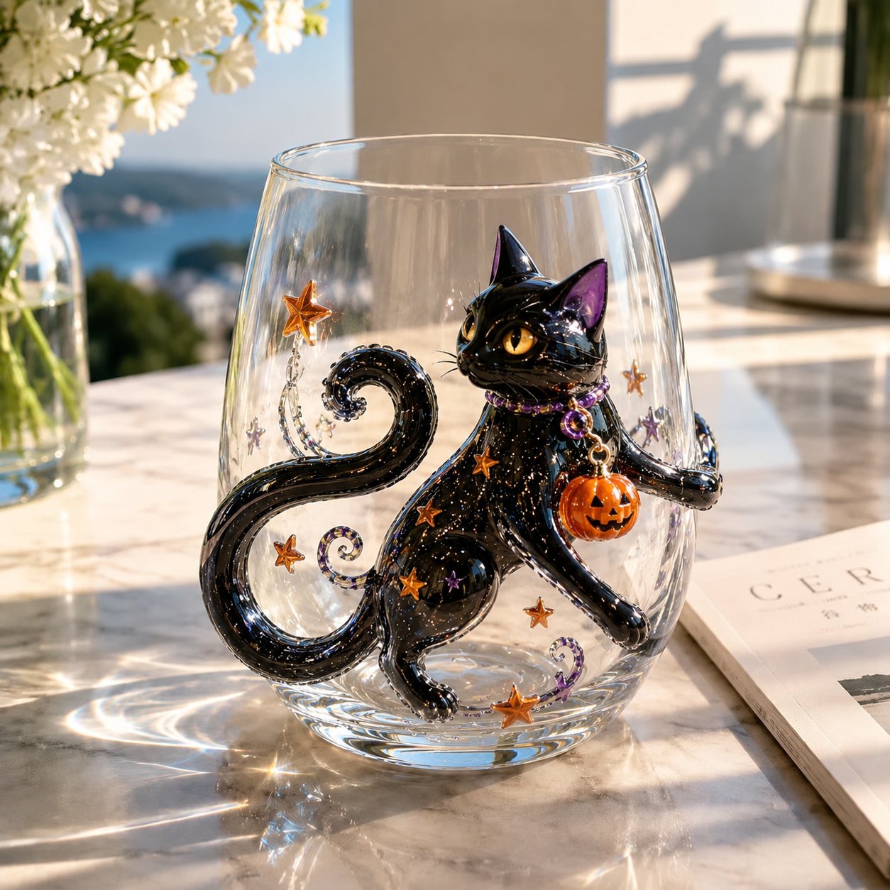 🎃 3D Halloween Artisan Glass Cups, Festive Parties & Cozy Fall Home Bar Vibes