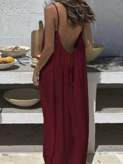 ✨ Adjustable Backless Camisole Dress🎉Women's Solid Color Backless Cami Dress