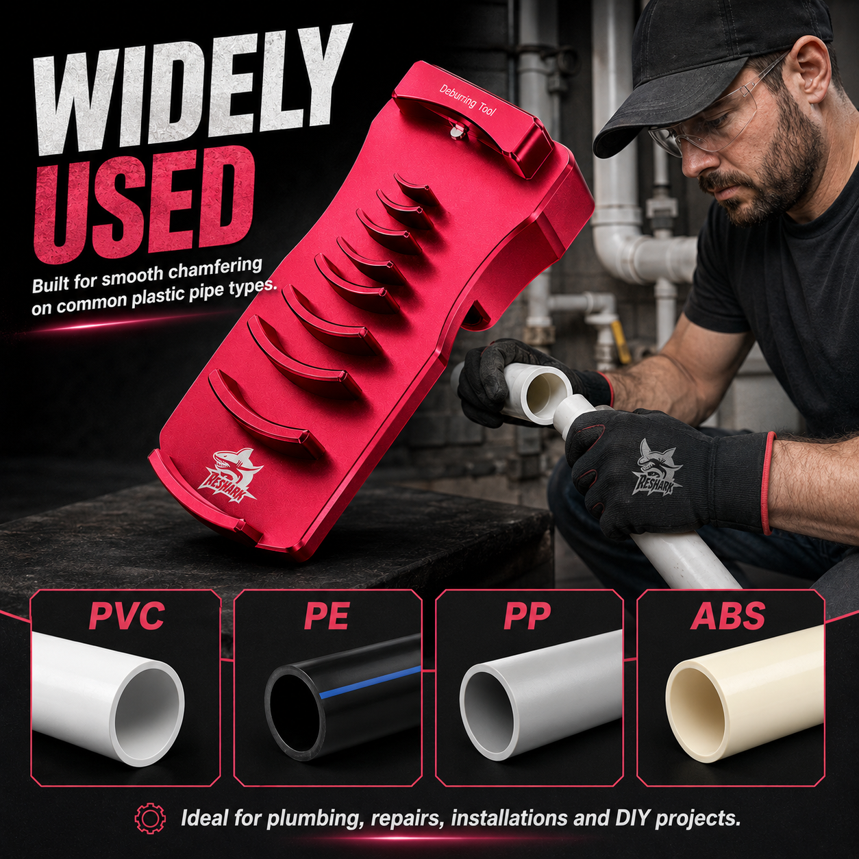 PVC Pipe Chamfering Tool - 9-Size Pipe Deburring Tool
