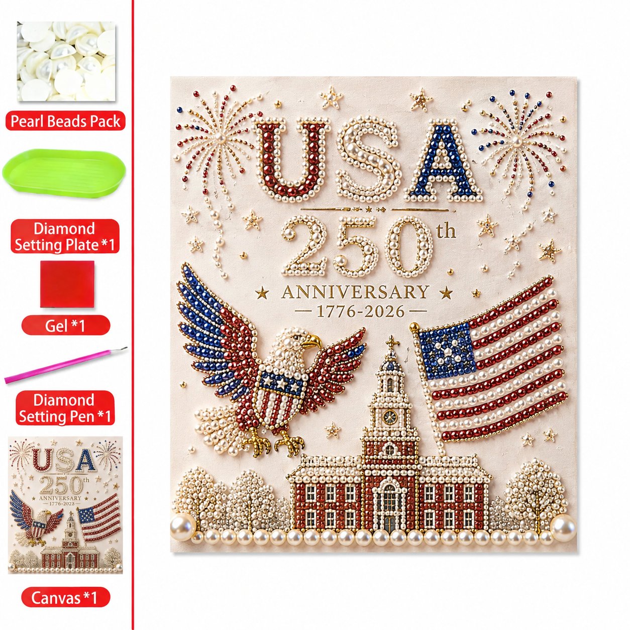 🔥49% OFF - 🇺🇸 USA 250th Anniversary DIY Pearl Painting Kit ✨❤️‍🔥