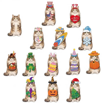 Cute Animal Wooden Sign – Interchangeable Magnetic Hats & Seasonal Decor