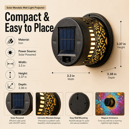 🌈✨ Mandala Solar Wall Lamp – Magical Patio Night Ambience🌼