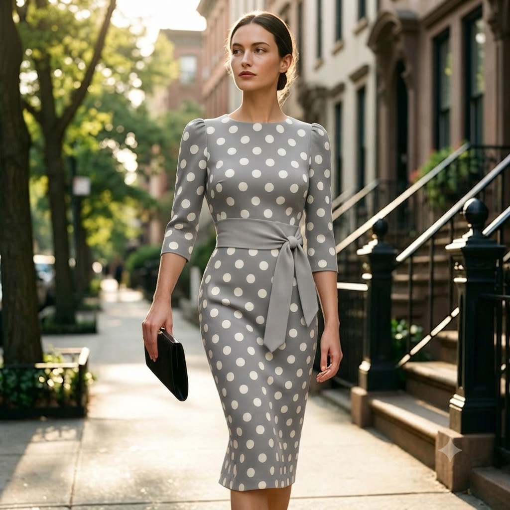 🔥 Best Seller |Women's Retro Polka Dot Midi Dress