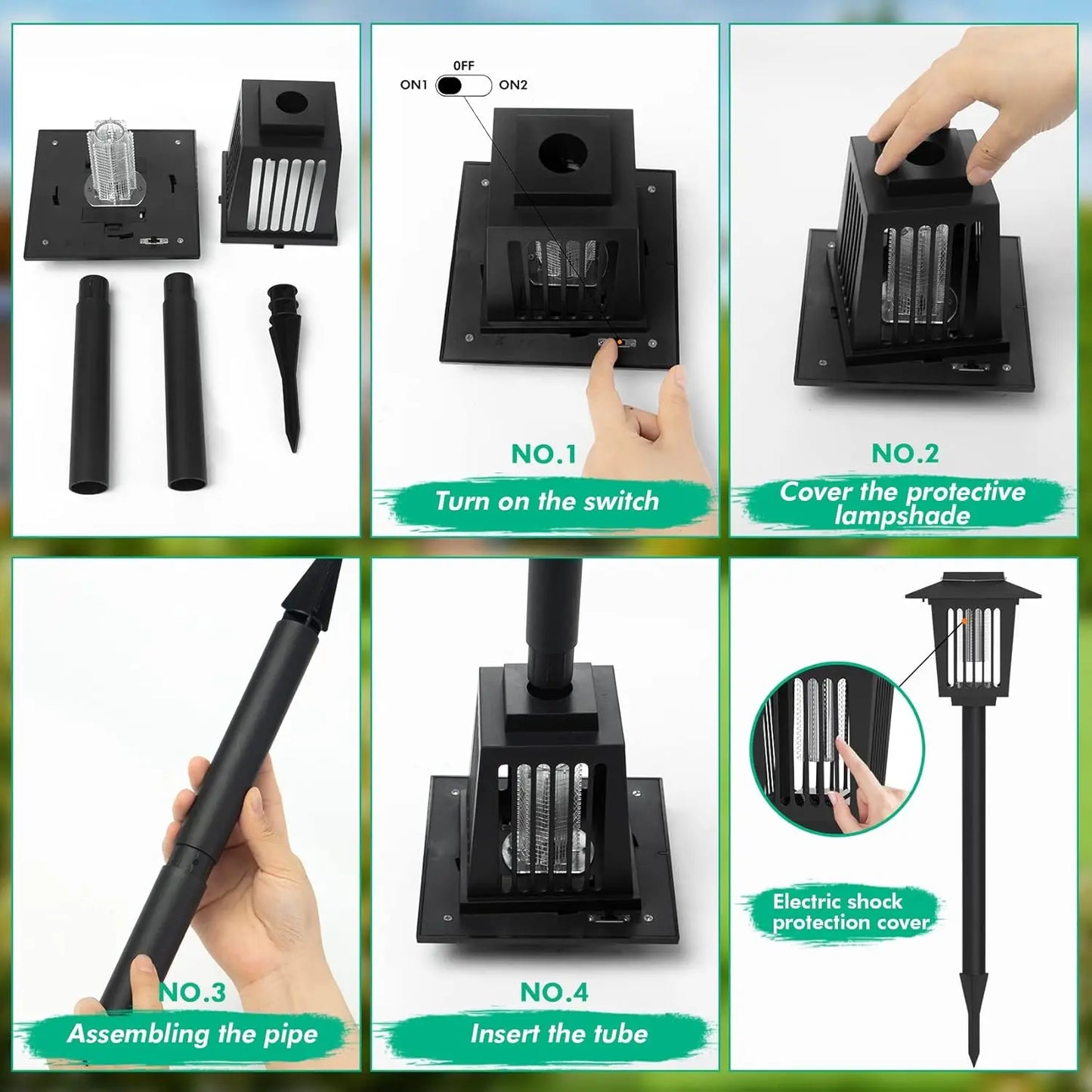 Outdoor Solar LED Mosquito Killer Garden Lamp - Best Stinger for Mosquitoes/Moths/Flies