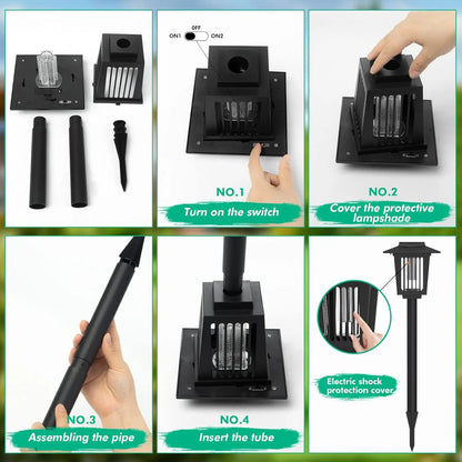 Outdoor Solar LED Mosquito Killer Garden Lamp - Best Stinger for Mosquitoes/Moths/Flies