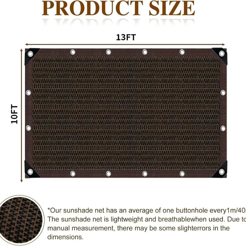 🌥️90% Blackout Cloth (Black) - 10 x 13ft UV-Resistant Shade Net with Reinforced Rivets