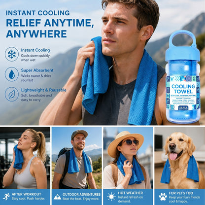 💦Summer Hot Sale -⚡50K+ SOLD!❄️Cold Sweat Towel You Can Use Anywhere, Anytime! Reusable Soft Absorbent Cooling Portable