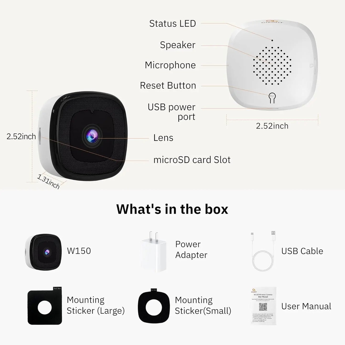Smart 2MP 2K Window Security Camera with Color Night Vision