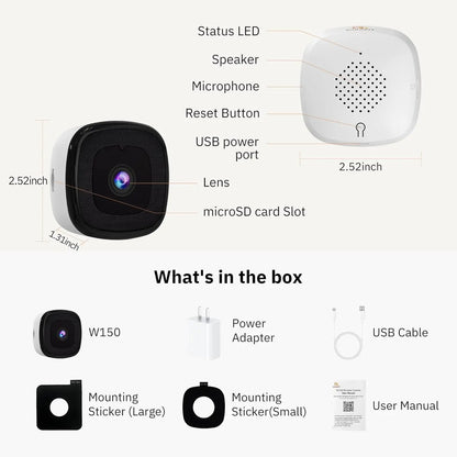 Smart 2MP 2K Window Security Camera with Color Night Vision