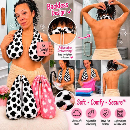🔥 The Viral Titty TowelTM – Hands-Free Adjustable Shower Towel Bra for Women | Ultra Soft Plush & Moisture Absorbing