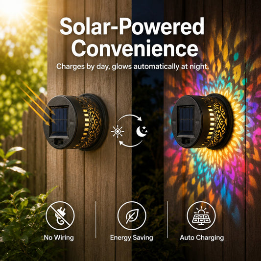 🌈 Mandala Solar Wall Lamp – Magical Patio Night Ambience✨