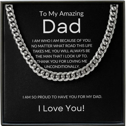 ❤️【Father’s Day】 Gifts for Dad, Cuban Chain Necklace with Message Card and Gift Box