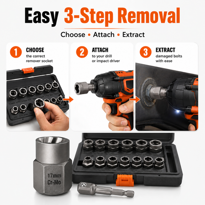 🔩13+1 PCS Impact Bolt & Nut Remover Set