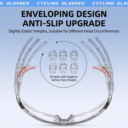 Unisex Photochromic Cycling Sunglasses - Windproof for Road Bike, Day and Night Outdoor Sports Use