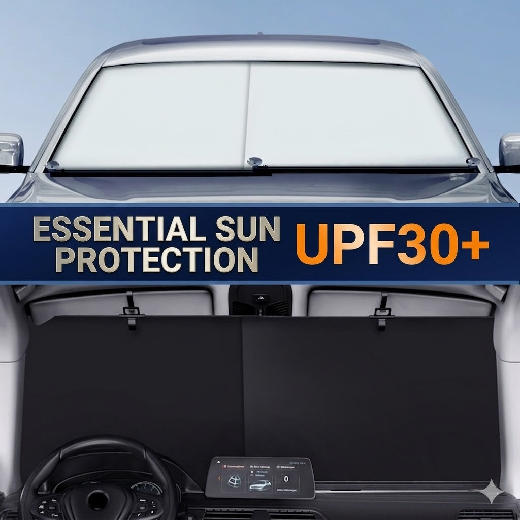 Retractable Car Windshield Sun Shade - 1-Second Setup Auto Rolling UV & Heat Reflector, Universal Fit Sun Blocker Window Cover