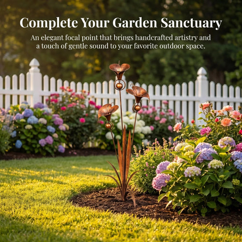 Copper Calla Lily Garden Chime Set – Peaceful Outdoor Decor for Flower Lovers 🌿🔔