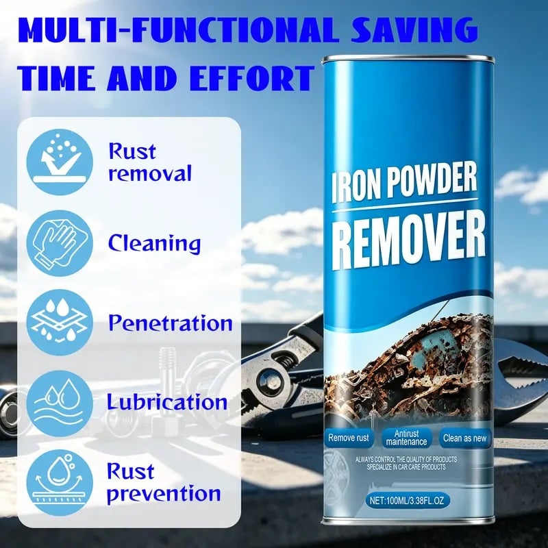 100ML Auto Iron Powder Remover – Safe for All Wheels & Paint 🛡️