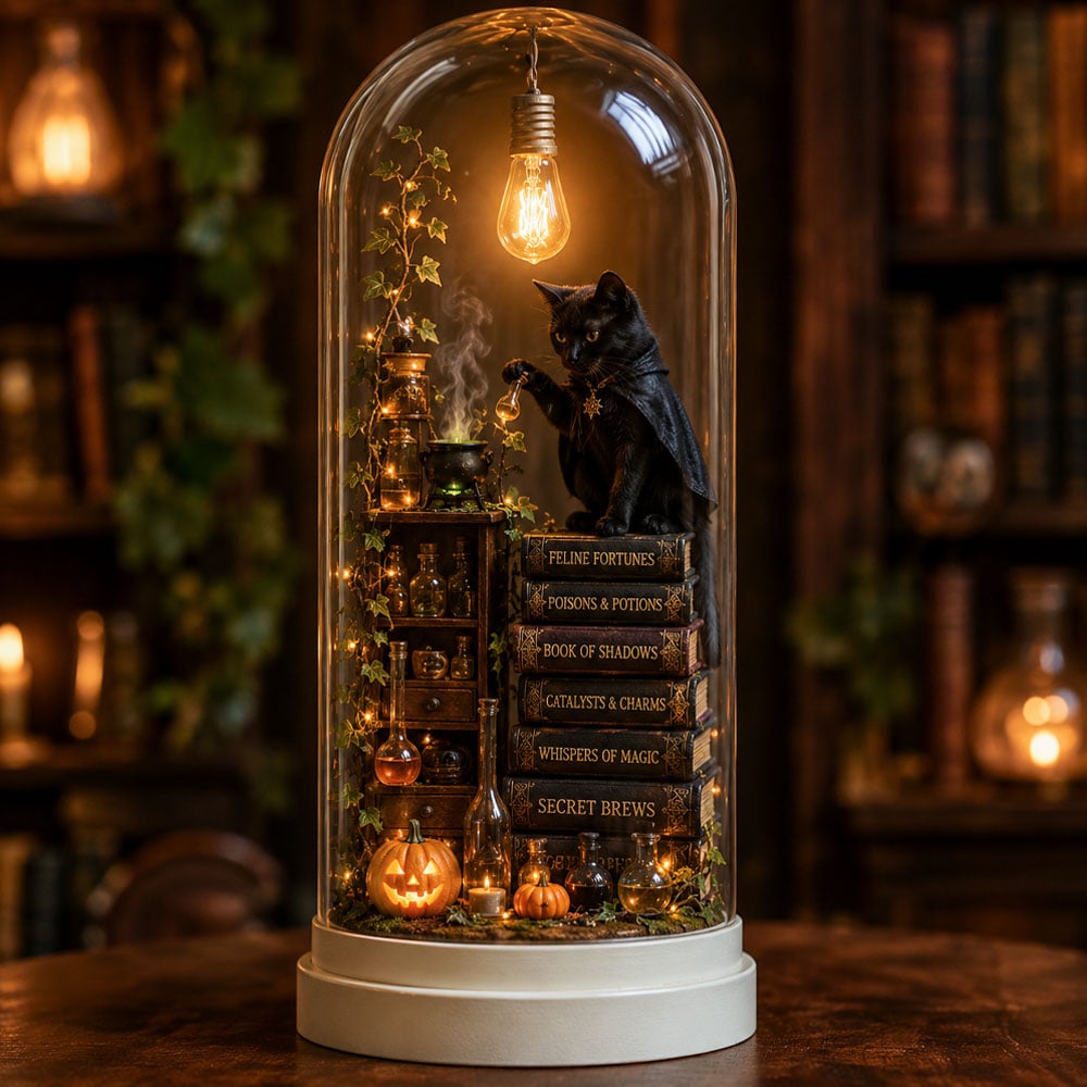 ⏳ Last Day 50% OFF – Halloween Glass Dome Miniature Scene Ambient Lamp