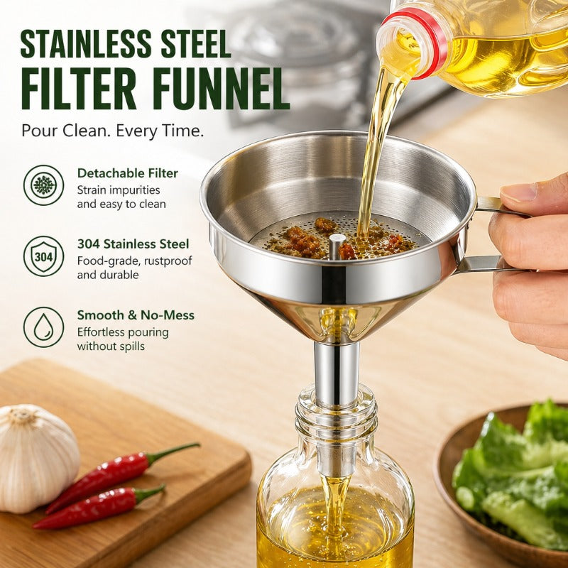 304 Stainless Steel Kitchen Oil Funnel（with filter）