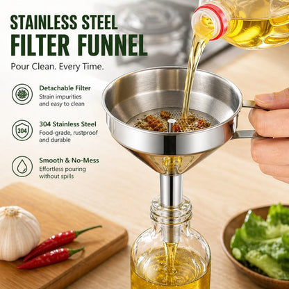 304 Stainless Steel Kitchen Oil Funnel（with filter）