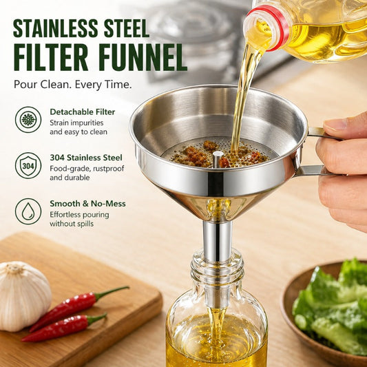 304 Stainless Steel Kitchen Oil Funnel（with filter）