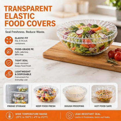 🥗100 Piece Elastic Reusable Bowl Covers for Freshness and Odor Protection
